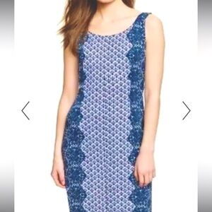 Tory Burch XS printed midi shift dress, geometric and floral, light weight